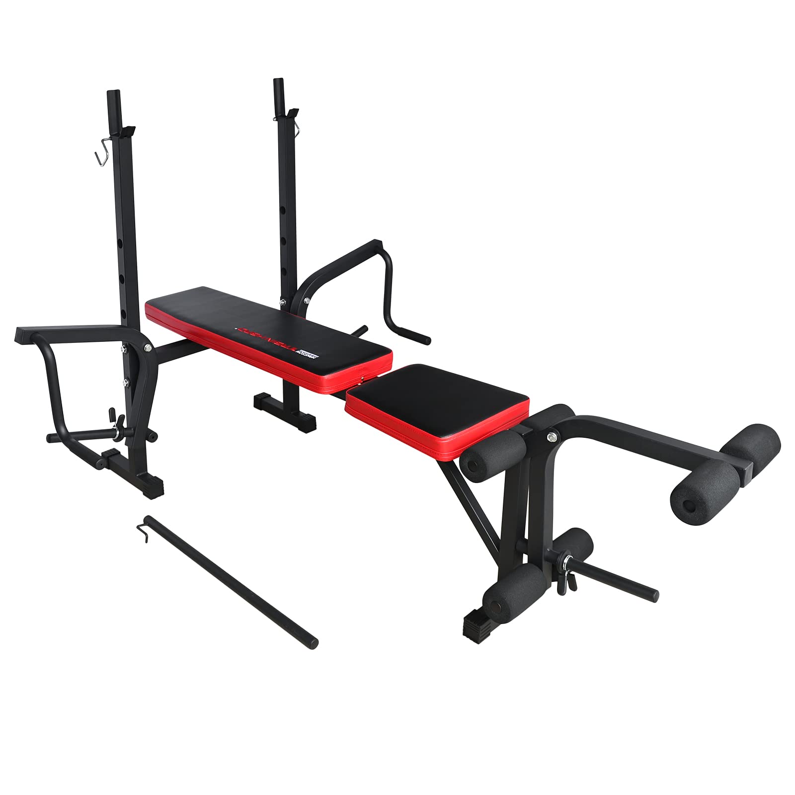TrainHard Multifunktion Hantelbank klappbar mit Beincurl Butterfly, zertifiziert nach EN957 mit Hantelset aus Langhantel Kurzhantel Hantelstange Gewichten bis 90 kg (Hantelbank + 25 kg Langhantel)