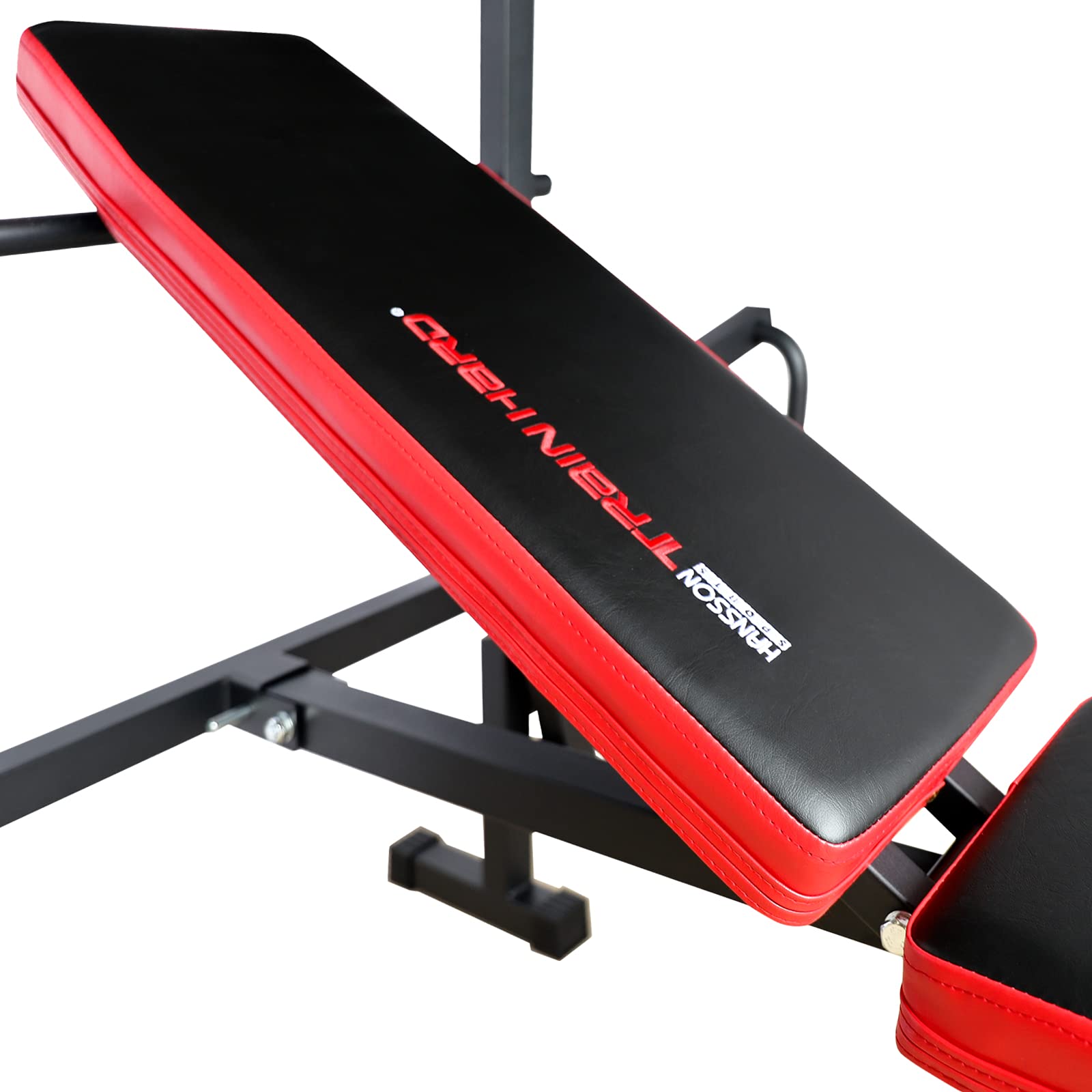TrainHard Multifunktion Hantelbank klappbar mit Beincurl Butterfly, zertifiziert nach EN957 mit Hantelset aus Langhantel Kurzhantel Hantelstange Gewichten bis 90 kg (Hantelbank + 25 kg Langhantel)