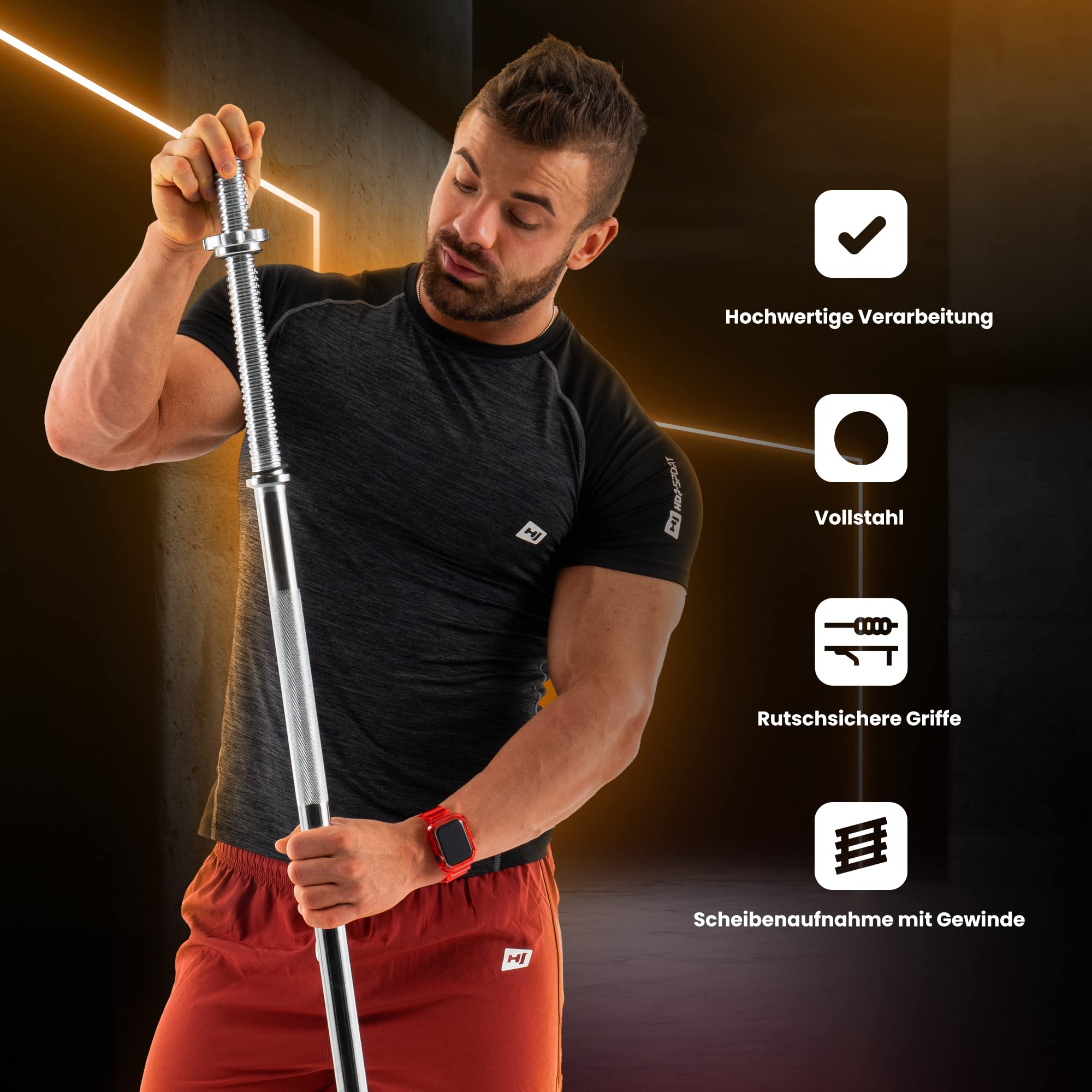 Hop-Sport Hantelset 39 kg - Klappbare Hantelbank mit Gewichten, Verstellbare Langhantelablage, Trainingsbank für Bankdrücken, Stabiler Fitnessbank, 270 kg Max. Belastbarkeit