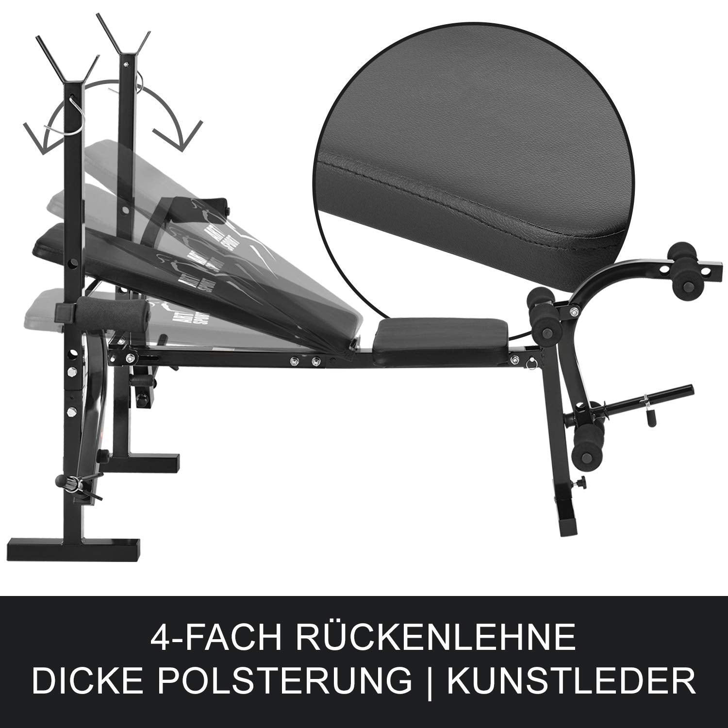 ArtSport Multifunktion Hantelbank Set ProfiGym 1000 & 3in1 Hantelset mit 60 kg Gewichten - Trainingsbank klappbar Kurzhantel Langhantel Curlhantel Kraftstation, Schwarz