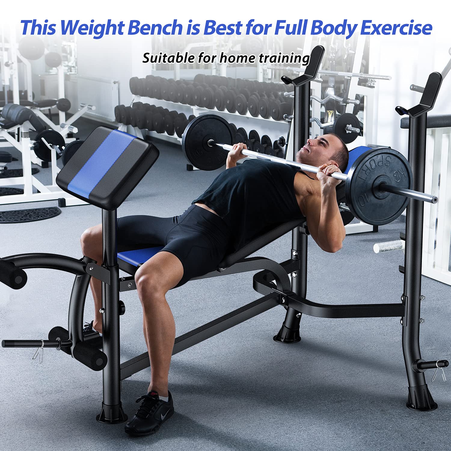 WINNOW Verstellbare Hantelbank mit Beinstrecker und Preacher Curl Heimtraining Fitnessstudio Gewichtheberbank Ganzkörpertraining Bankdrücken