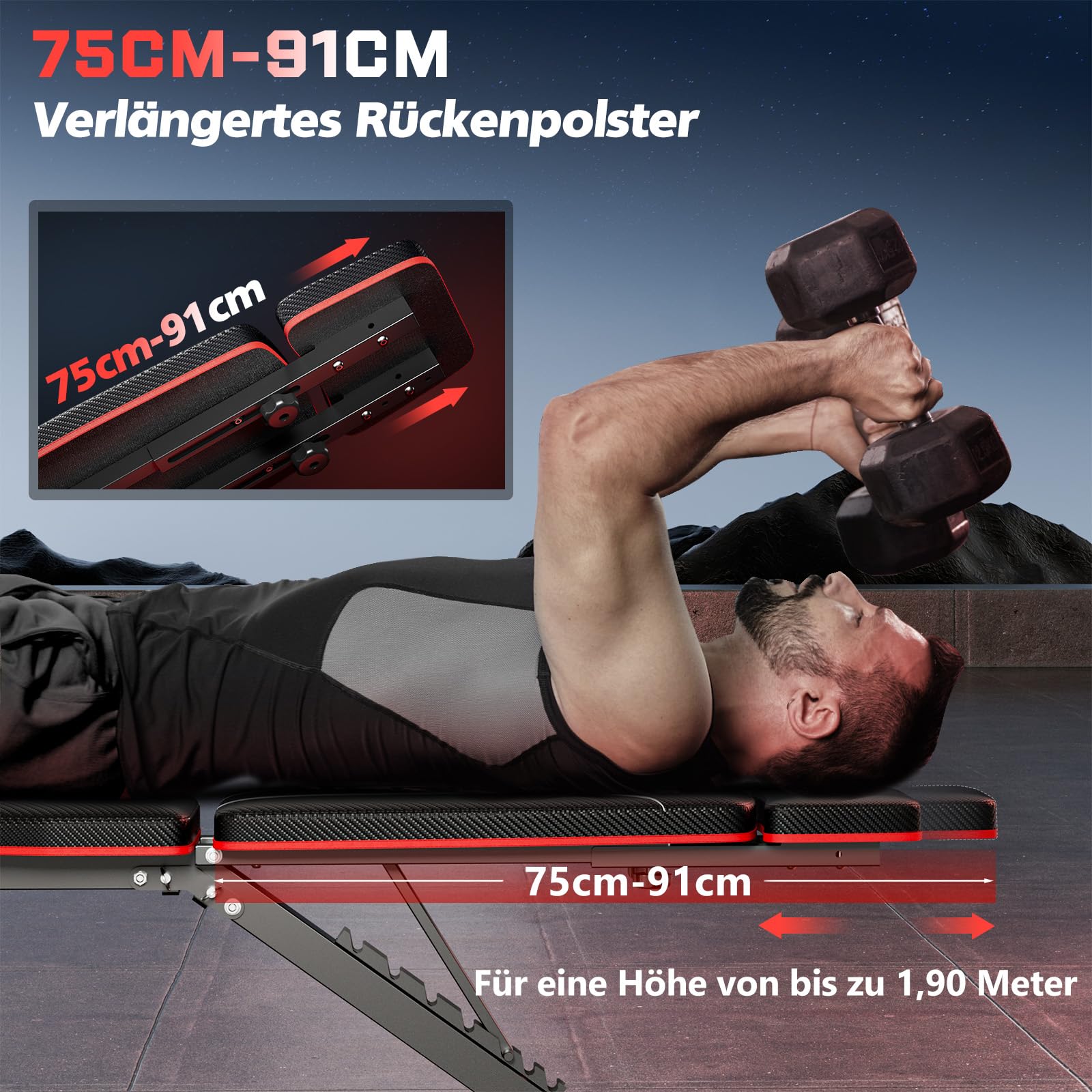XDDIAS Hantelbank Klappbar mit Beinstrecker und Preacher-Curl-Polster, Verstellbar Trainingsbank für das Heim-Fitnessstudio, Faltbare Trainingsbank, Schnell Zusammenklappbare Neigung/Neigung
